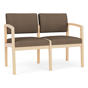 Lenox Wood Reception Waiting 2-Seat Tandem Seating / Natural Wood / Brown