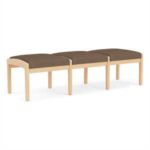 Lenox Wood Reception Waiting Room 18&quot 3-Seat Bench / Natural Wood / Brown