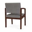 Lenox Wood Reception Waiting Room Guest Chair / Walnut Wood / Light Gray