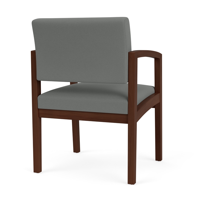 Lenox Wood Reception Waiting Room Guest Chair / Walnut Wood / Light Gray