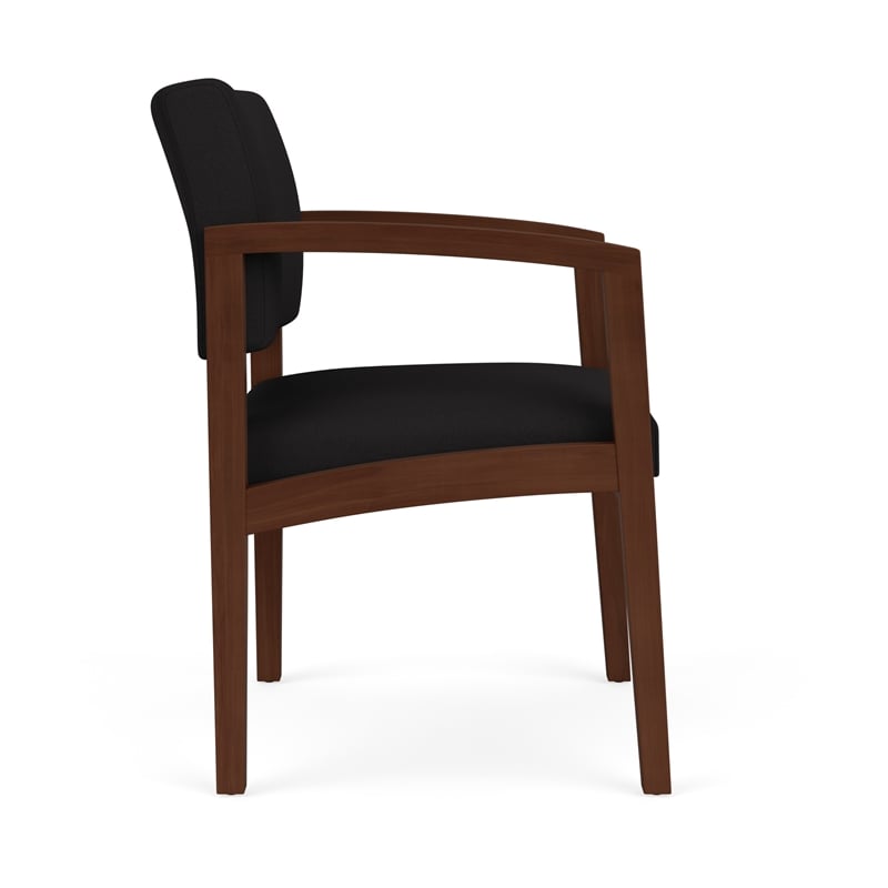 Lenox Wood Reception Waiting Room Healthcare Guest Chair / Walnut Wood / Black