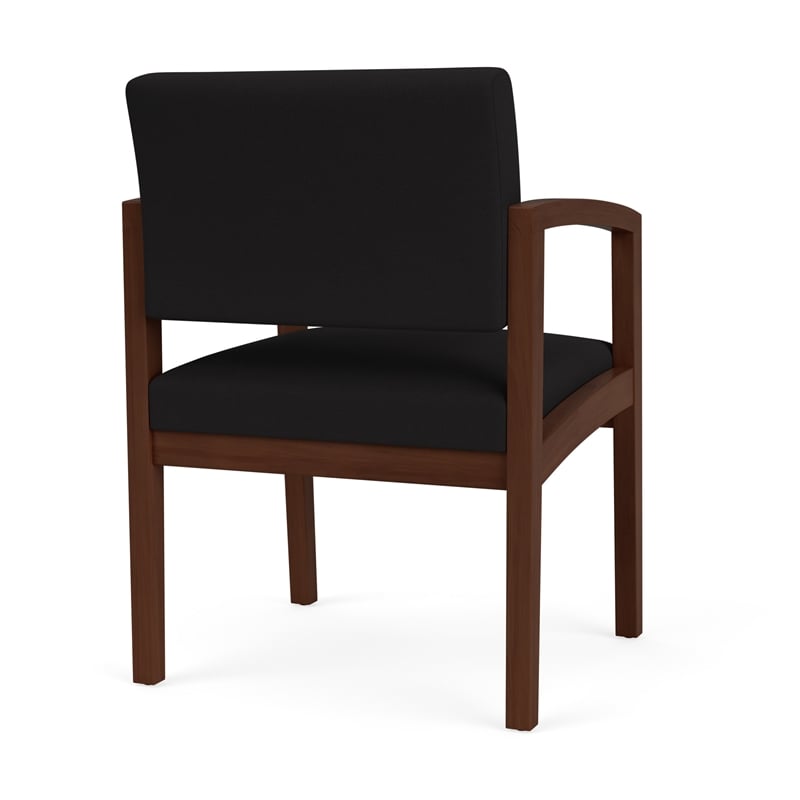 Lenox Wood Reception Waiting Room Healthcare Guest Chair / Walnut Wood / Black