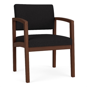 Lenox Wood Reception Waiting Room Healthcare Guest Chair / Walnut Wood / Black
