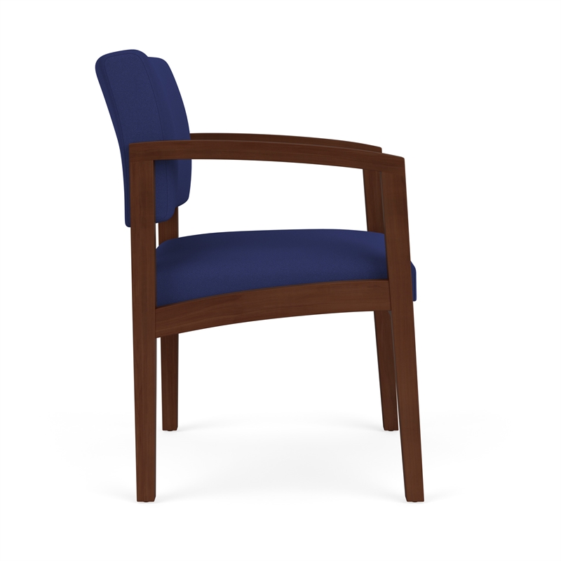 Lenox Wood Reception Waiting Room Healthcare Guest Chair / Walnut Wood / Blue