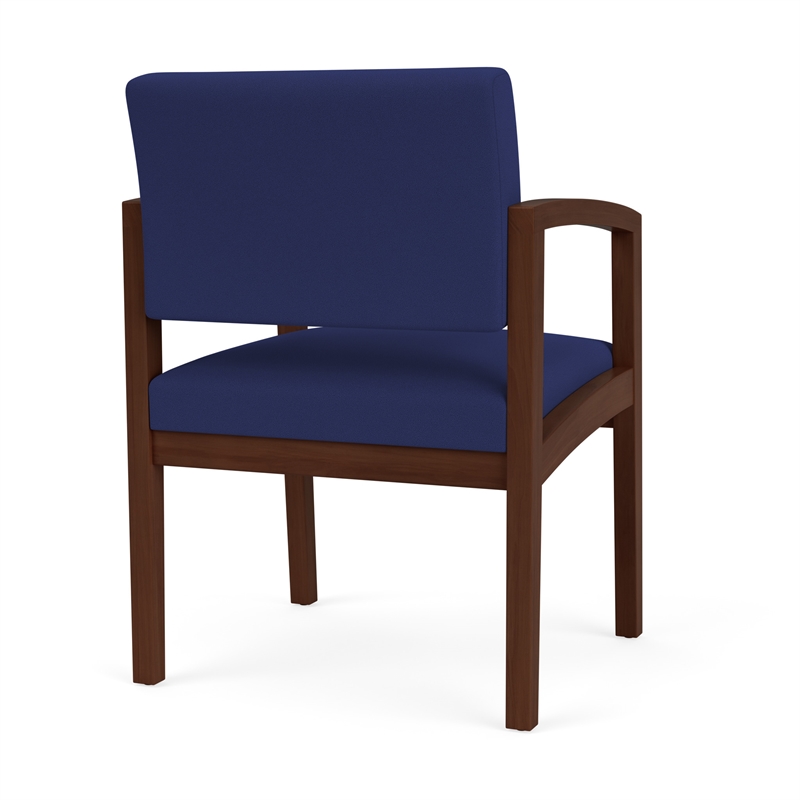 Lenox Wood Reception Waiting Room Healthcare Guest Chair / Walnut Wood / Blue