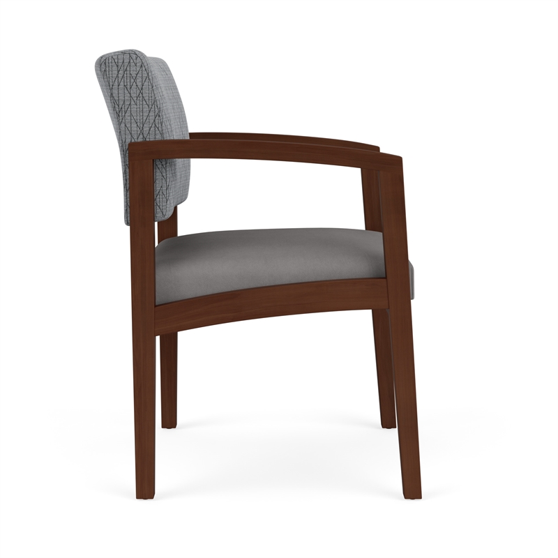 Lenox Wood Reception Waiting Room Guest Chair / Walnut Wood / Gray / Gray