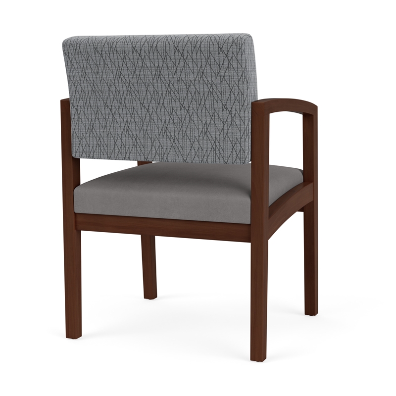 Lenox Wood Reception Waiting Room Guest Chair / Walnut Wood / Gray / Gray