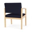 Lenox Wood Reception Waiting Oversize Guest Chair / Natural Wood / Navy Blue