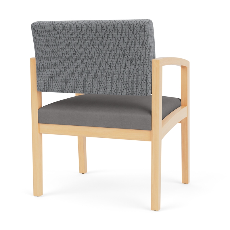 Lenox Wood Reception Waiting Oversize Guest Chair / Natural Wood / Gray / Gray