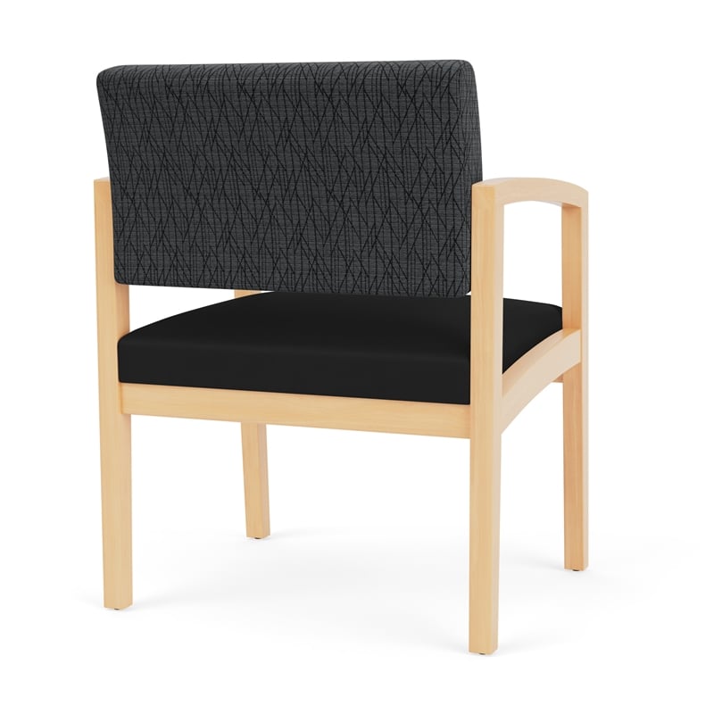 Lenox Wood Reception Oversize Guest Chair / Natural Wood / Dark Gray / Black