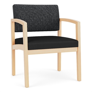 Lenox Wood Reception Oversize Guest Chair / Natural Wood / Dark Gray / Black
