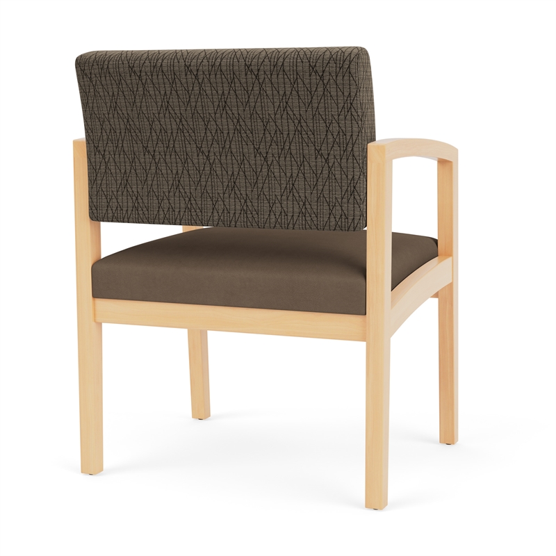 Lenox Wood Reception Waiting Oversize Guest Chair / Natural Wood / Brown / Brown