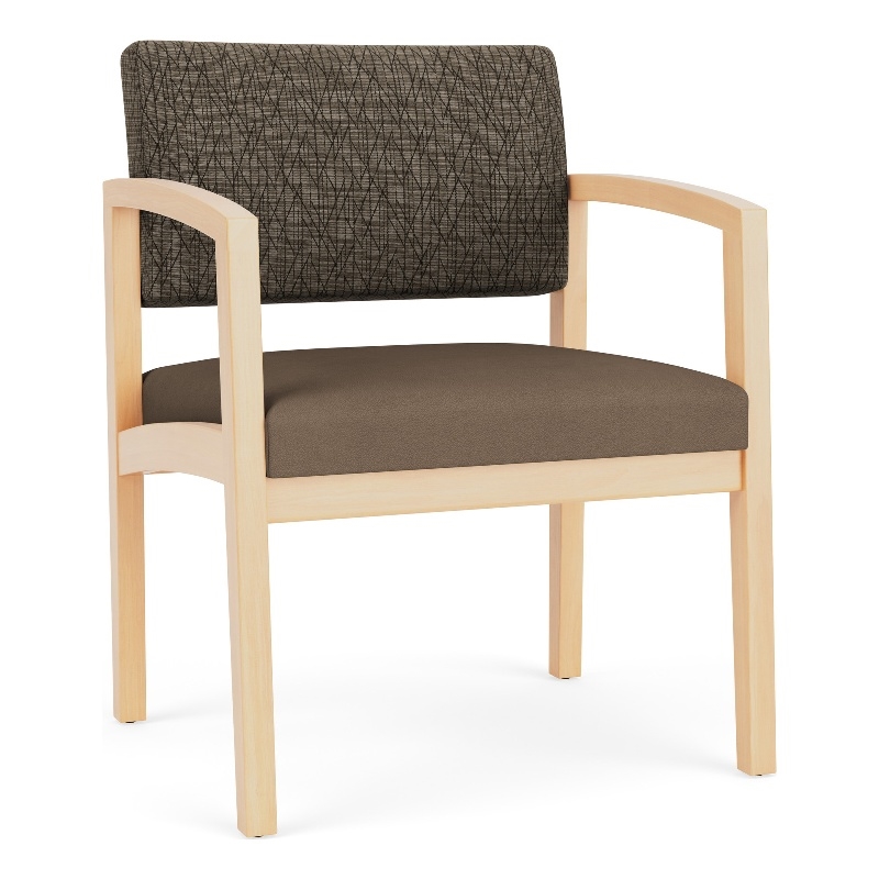 Lenox Wood Reception Waiting Oversize Guest Chair / Natural Wood / Brown / Brown
