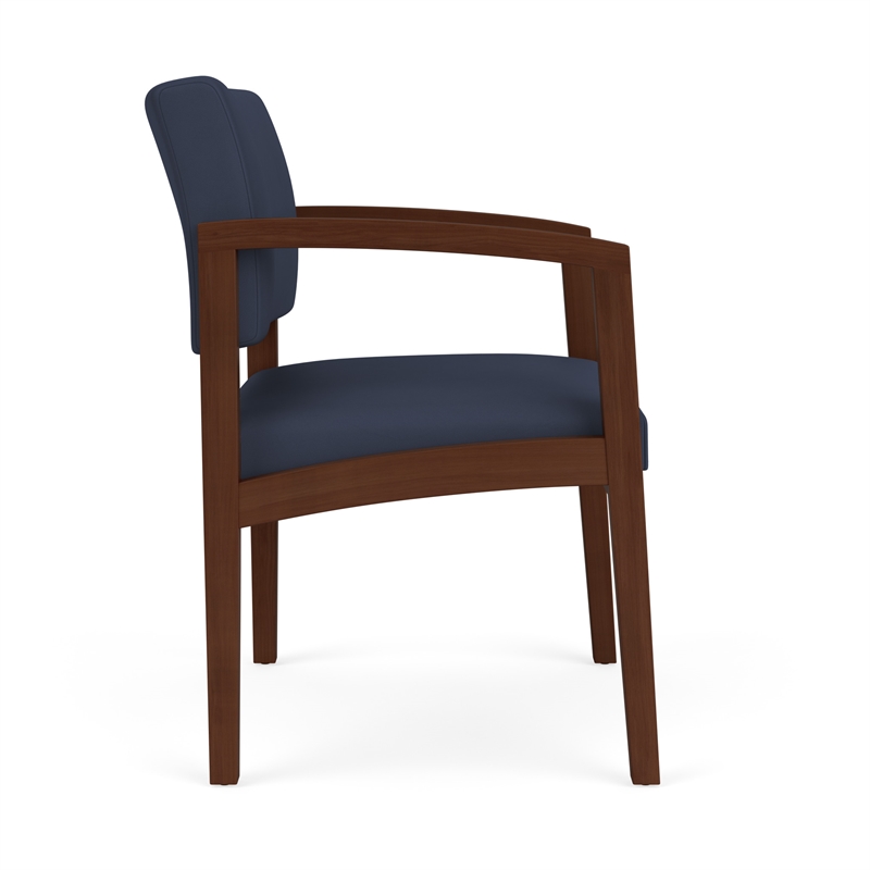 Lenox Wood Reception Waiting Oversize Guest Chair / Walnut Wood / Blue