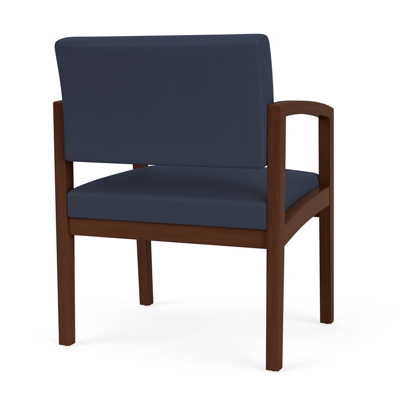 Lenox Wood Reception Waiting Oversize Guest Chair / Walnut Wood / Blue