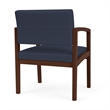 Lenox Wood Reception Waiting Oversize Guest Chair / Walnut Wood / Blue