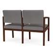 Lenox Wood Reception Waiting 2-Seat Tandem Seating / Walnut Wood / Light Gray
