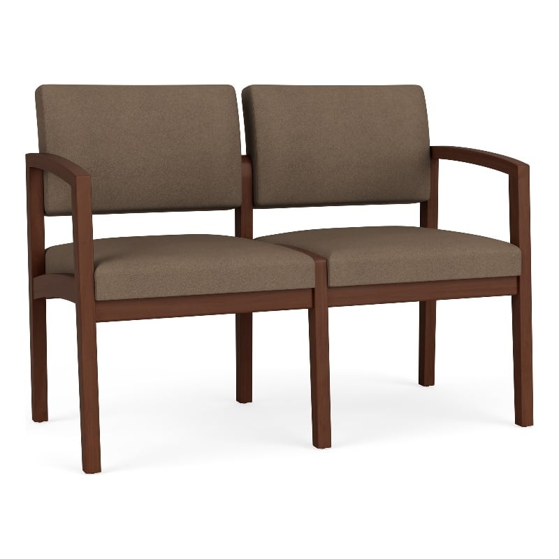 Lenox Wood Reception Waiting 2-Seat Tandem Seating / Walnut Wood / Brown