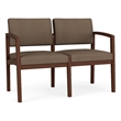 Lenox Wood Reception Waiting 2-Seat Tandem Seating / Walnut Wood / Brown