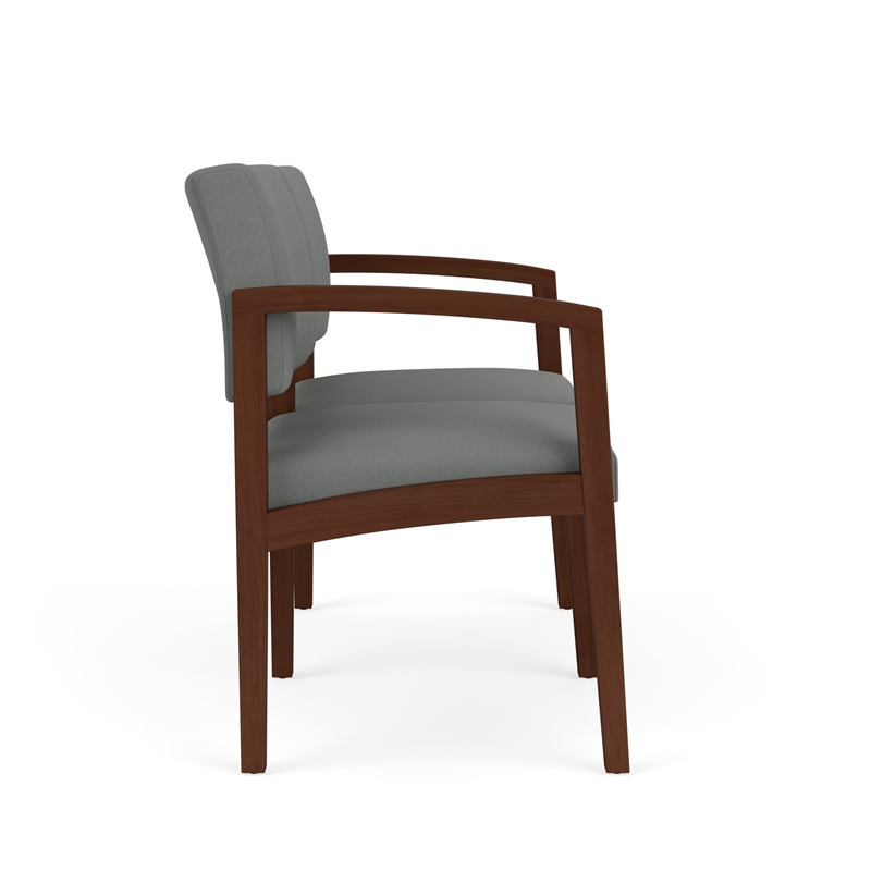 Lenox Wood Reception Waiting 2-Seat Tandem Seating / Walnut Wood / Light Gray