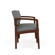 Lenox Wood Reception Waiting 2-Seat Tandem Seating / Walnut Wood / Light Gray