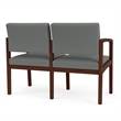 Lenox Wood Reception Waiting 2-Seat Tandem Seating / Walnut Wood / Light Gray