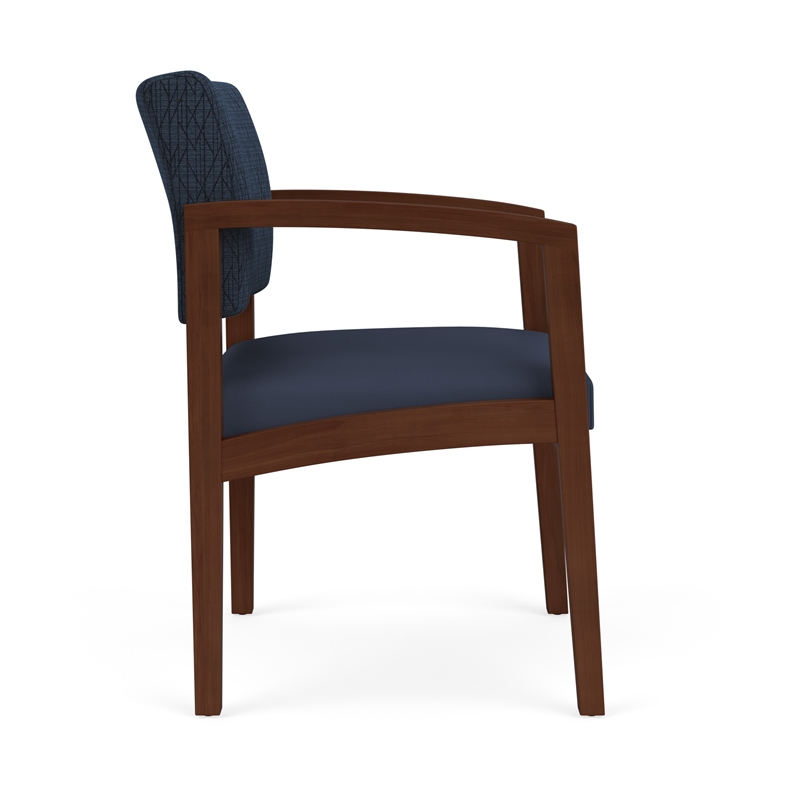Lenox Wood Reception Waiting Room Guest Chair / Walnut Wood / Blue / Blue