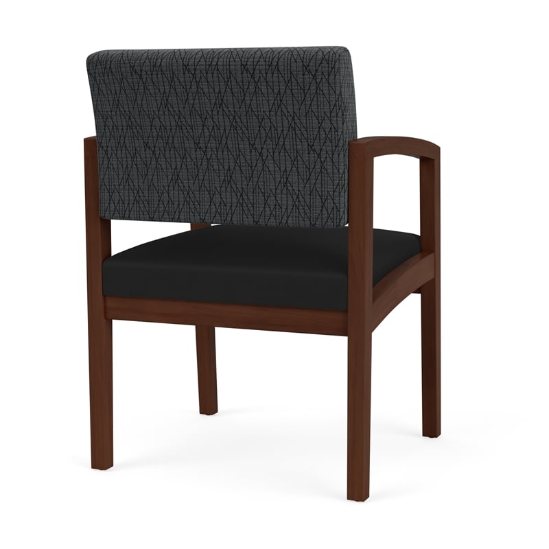 Lenox Wood Reception Waiting Guest Chair / Walnut Wood / Dark Gray / Black
