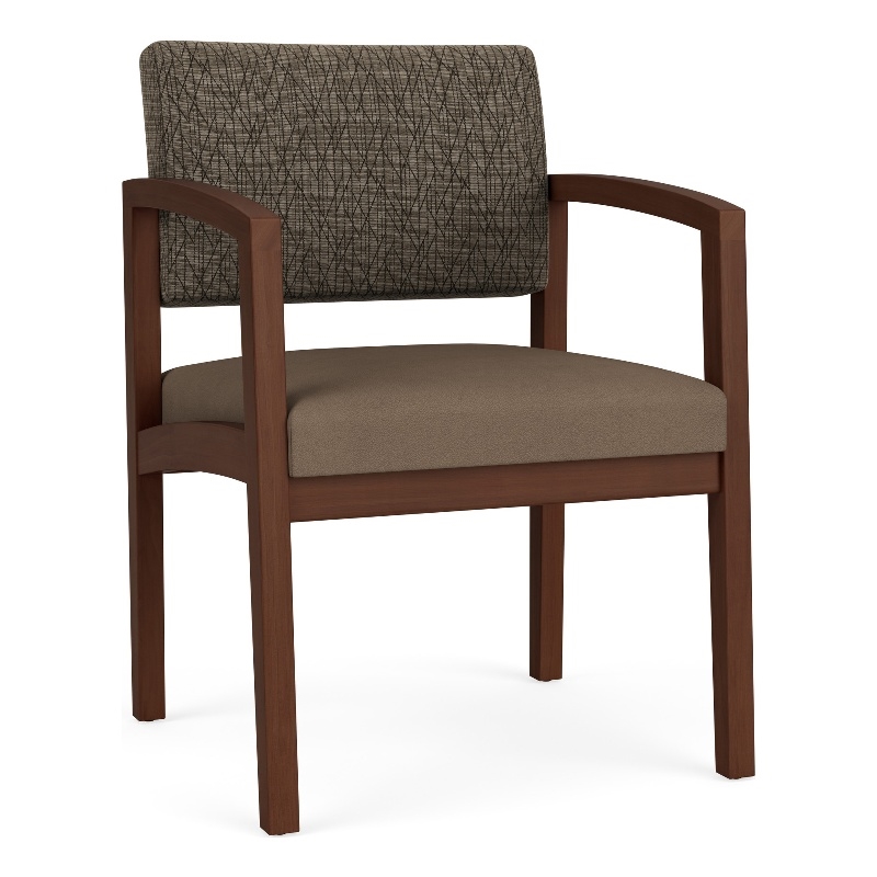 Lenox Wood Reception Waiting Guest Chair / Walnut Wood / Brown / Brown