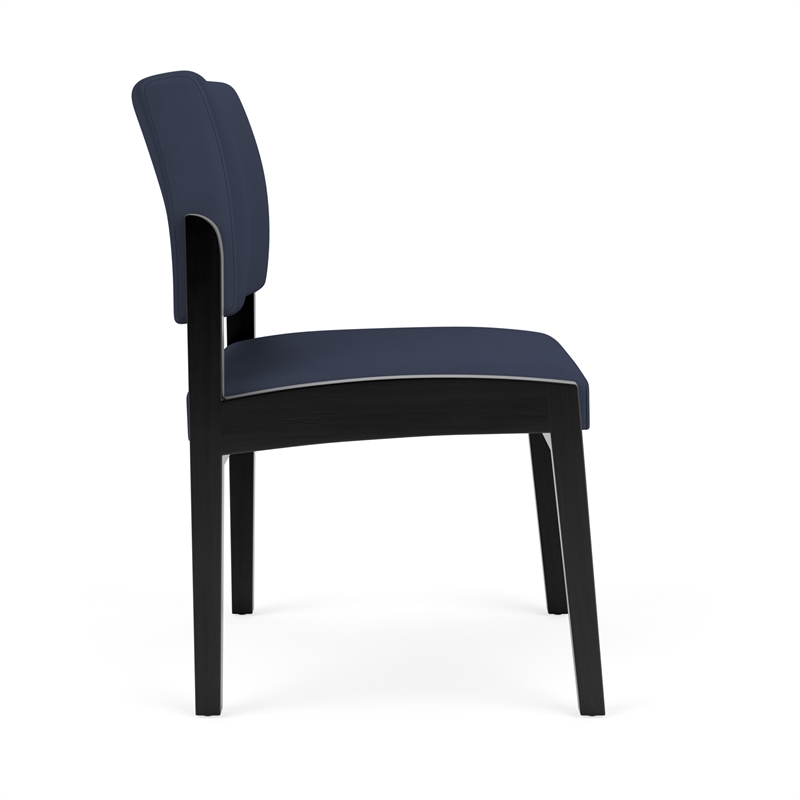Lenox Wood Reception Waiting Room Armless Guest Chair / Black Wood / Blue