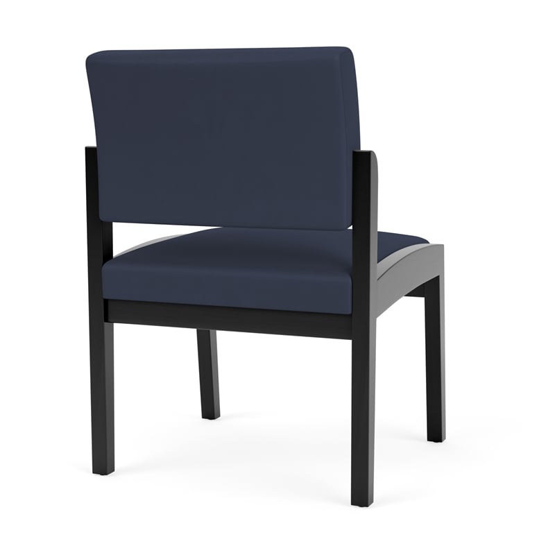 Lenox Wood Reception Waiting Room Armless Guest Chair / Black Wood / Blue
