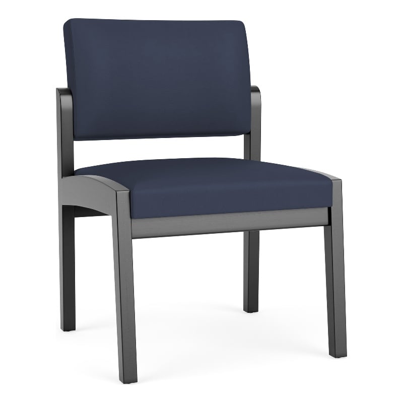 Lenox Wood Reception Waiting Room Armless Guest Chair / Black Wood / Blue