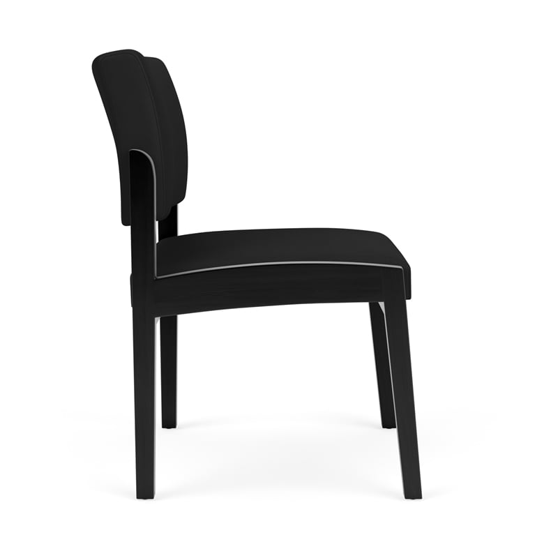 Lenox Wood Reception Waiting Room Armless Guest Chair / Black Wood / Black
