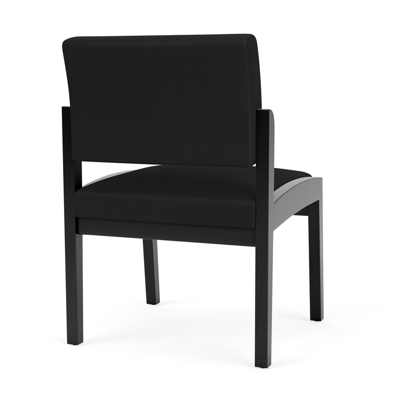 Lenox Wood Reception Waiting Room Armless Guest Chair / Black Wood / Black
