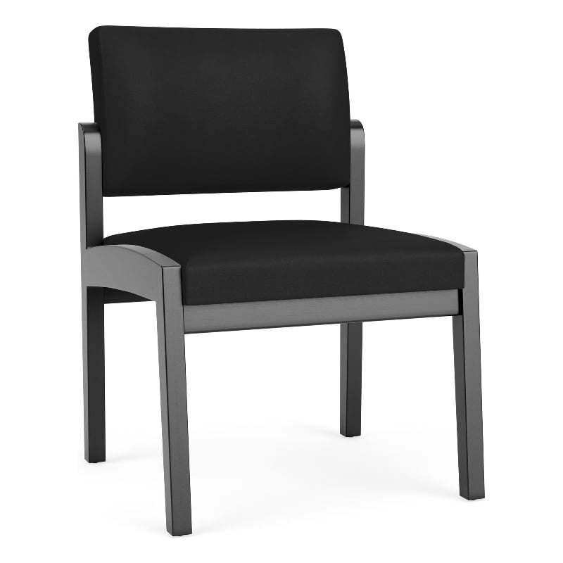 Lenox Wood Reception Waiting Room Armless Guest Chair / Black Wood / Black