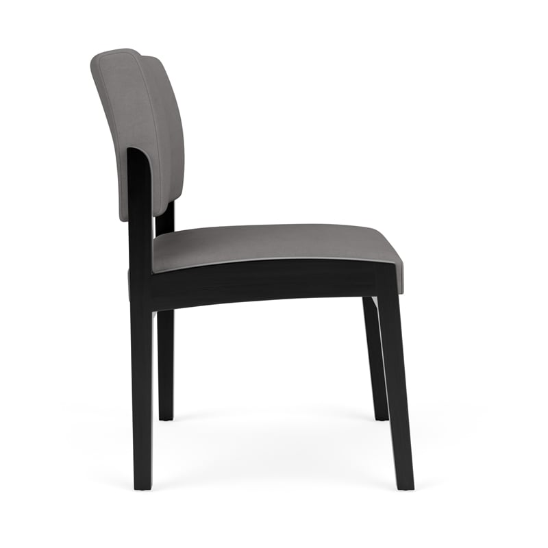 Lenox Wood Reception Waiting Armless Guest Chair / Black Wood / Light Gray