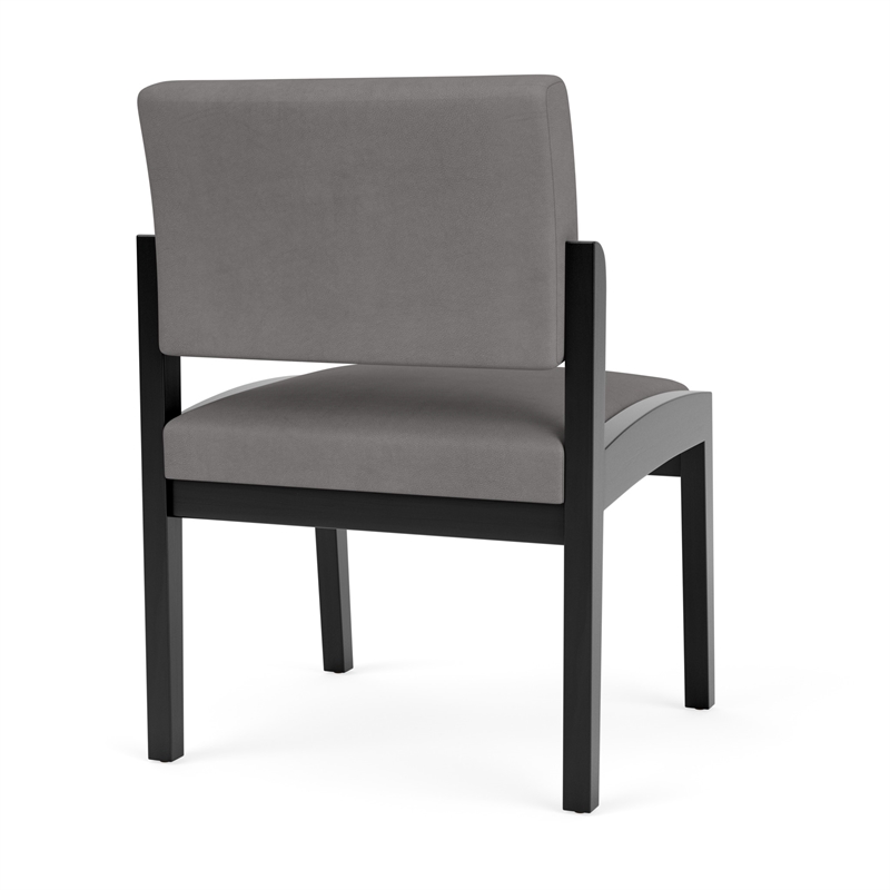 Lenox Wood Reception Waiting Armless Guest Chair / Black Wood / Light Gray