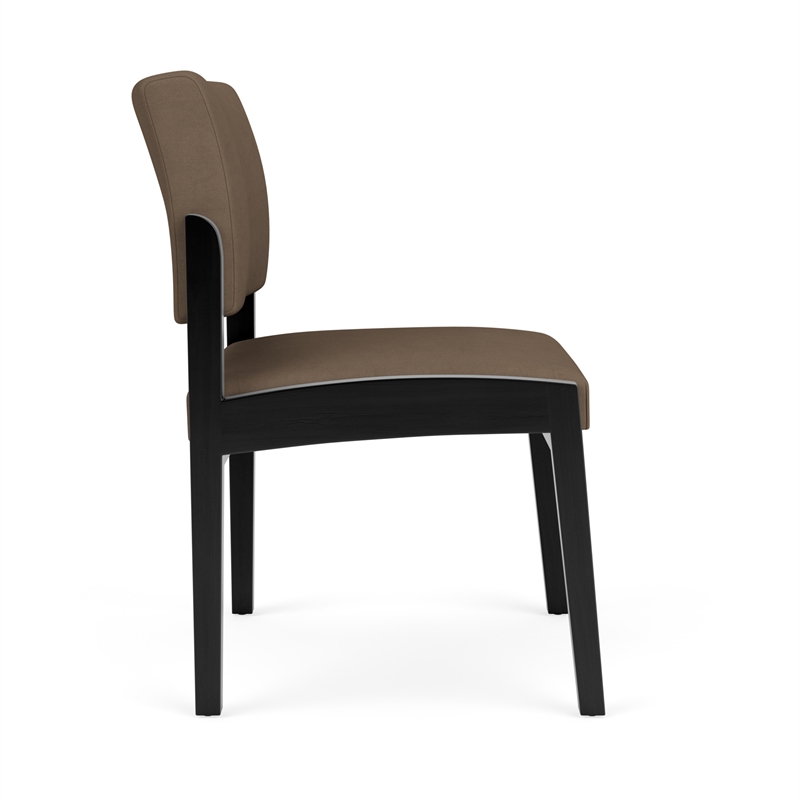 Lenox Wood Reception Waiting Room Armless Guest Chair / Black Wood / Brown