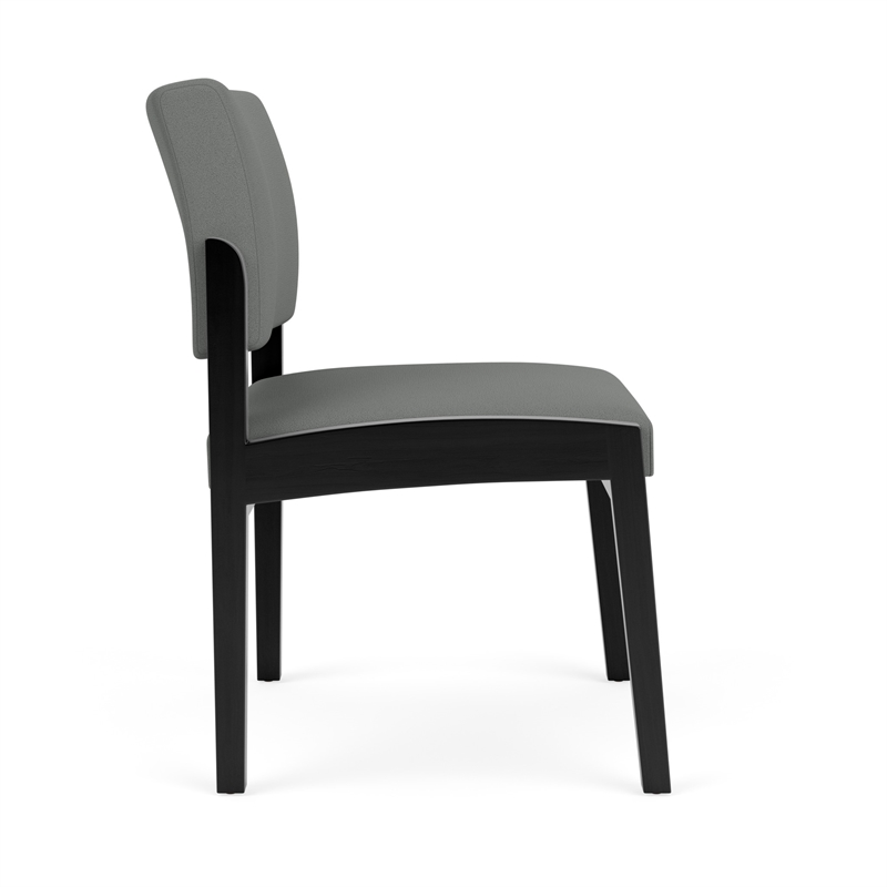 Lenox Wood Reception Waiting Armless Guest Chair / Black Wood / Light Gray