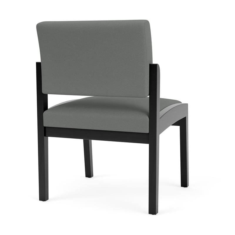 Lenox Wood Reception Waiting Armless Guest Chair / Black Wood / Light Gray