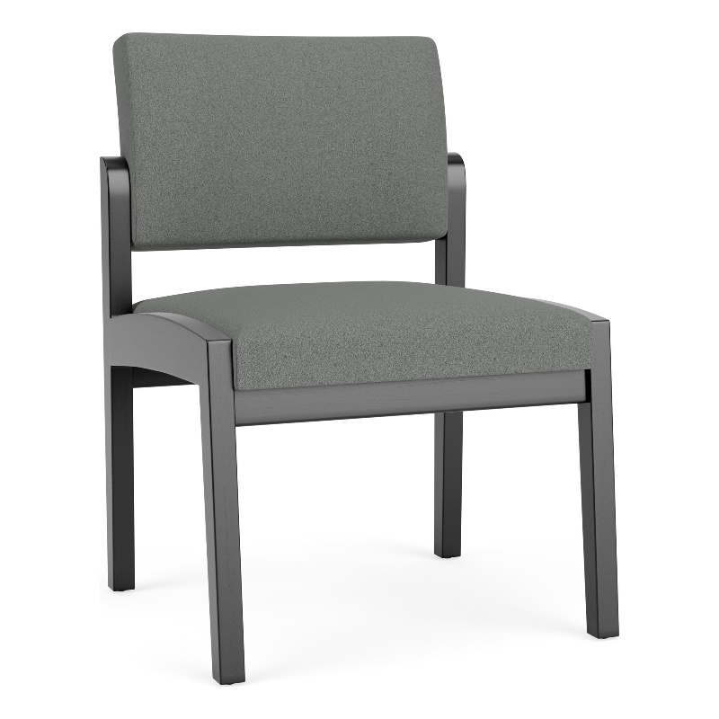 Lenox Wood Reception Waiting Armless Guest Chair / Black Wood / Light Gray