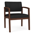 Lenox Wood Reception Waiting Oversize Guest Chair / Walnut Wood / Black