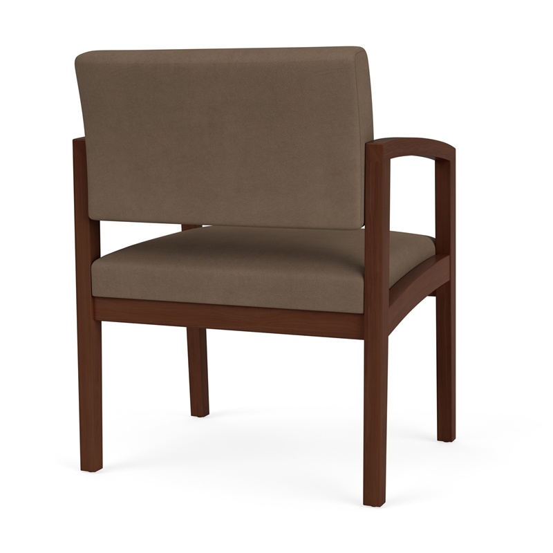 Lenox Wood Reception Waiting Oversize Guest Chair / Walnut Wood / Brown