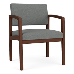 Lenox Wood Reception Waiting Oversize Guest Chair / Walnut Wood / Light Gray