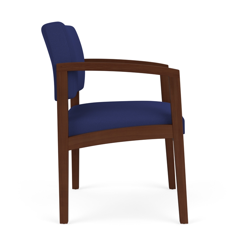 Lenox Wood Reception Waiting Oversize Guest Chair / Walnut Wood / Blue