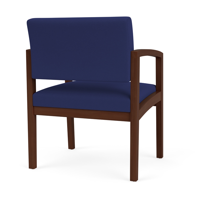 Lenox Wood Reception Waiting Oversize Guest Chair / Walnut Wood / Blue