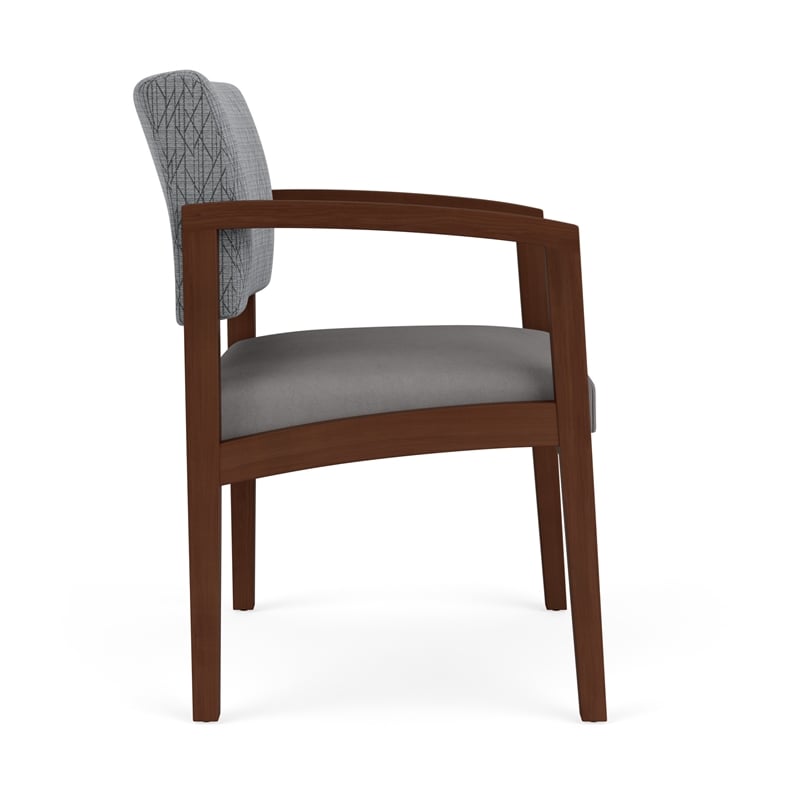 Lenox Wood Reception Waiting Oversize Guest Chair / Walnut Wood / Gray / Gray