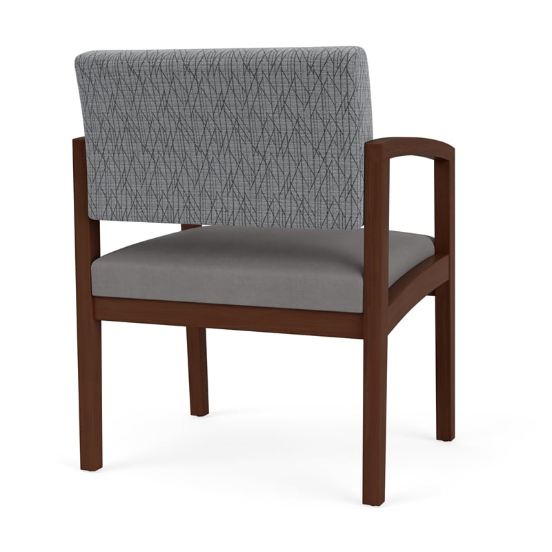 Lenox Wood Reception Waiting Oversize Guest Chair / Walnut Wood / Gray / Gray