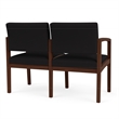 Lenox Wood Reception Waiting 2-Seat Tandem Seating / Walnut Wood / Black