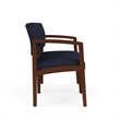 Lenox Wood Reception Waiting 2-Seat Tandem Seating / Walnut Wood / Navy Blue